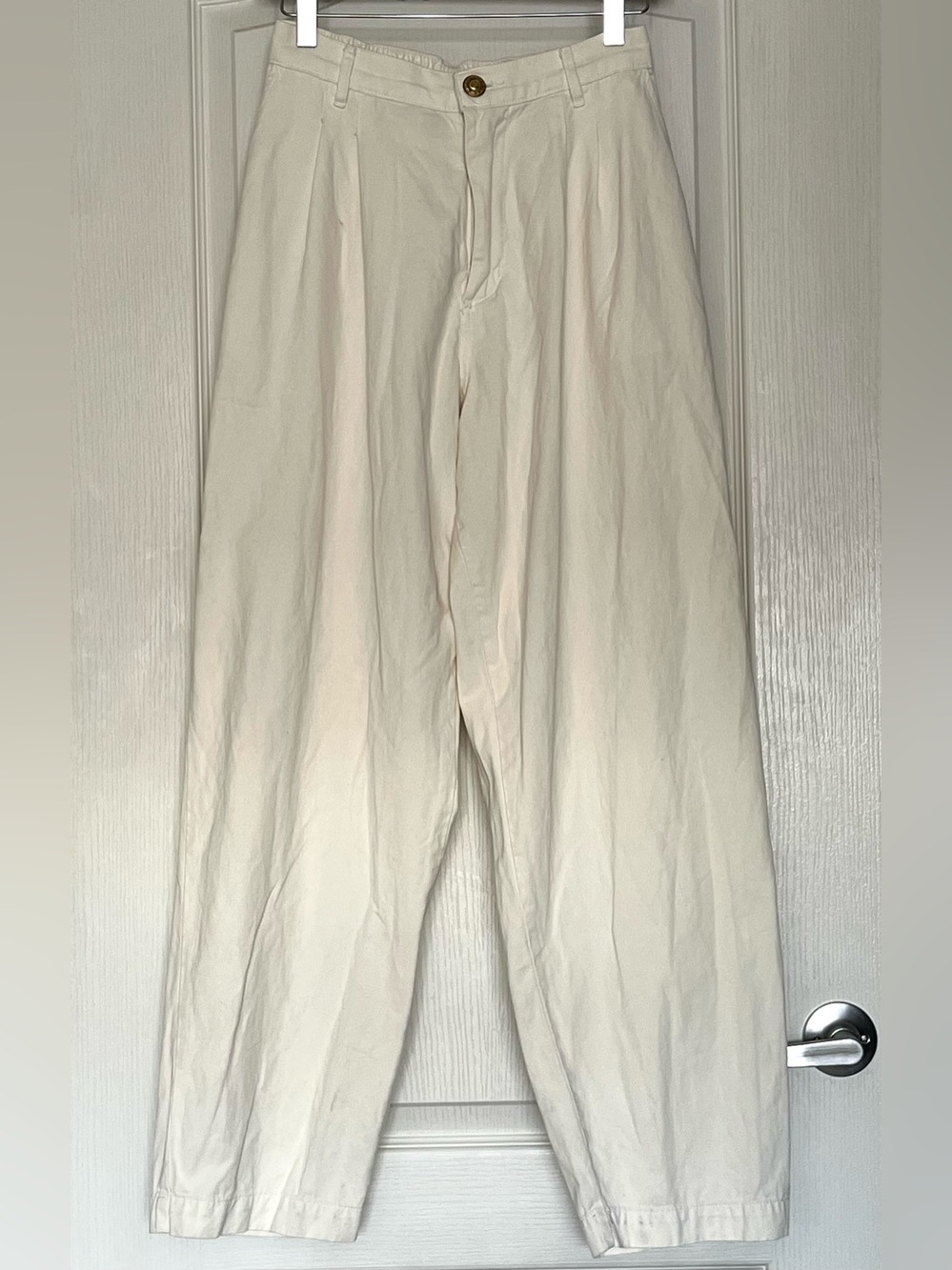 BIG BUD PRESS Trousers Regular Vintage Off-White Cotton Pleated Pants XS